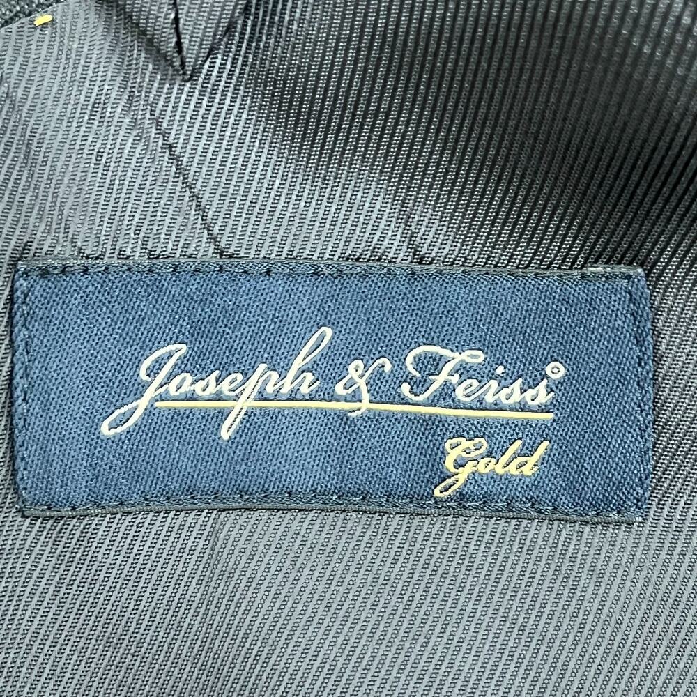 Joseph & Feiss Gold Mens 44R Blazer Jacket Black Charcoal Wool Long Sleeve‎ - Picture 10 of 16